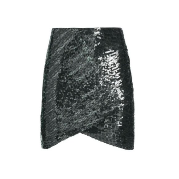 Alice + Olivia Black Fidela Sequin Mini Skirt NWT - Picture 4 of 4